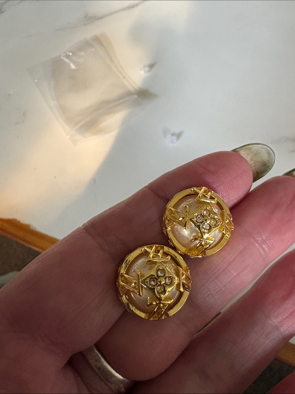 Gold-Tone Floral Button Earrings - Designer Style